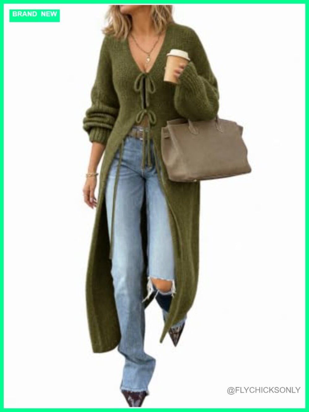 Women's Oversized Tie Front Long Cardigan Sweater Coat Chunky Knit Fall Winter